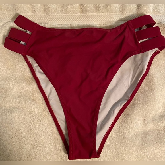 NWT strappy tankini bottoms, size XL, burgundy, from Live Life on the Beach. - Picture 1 of 8